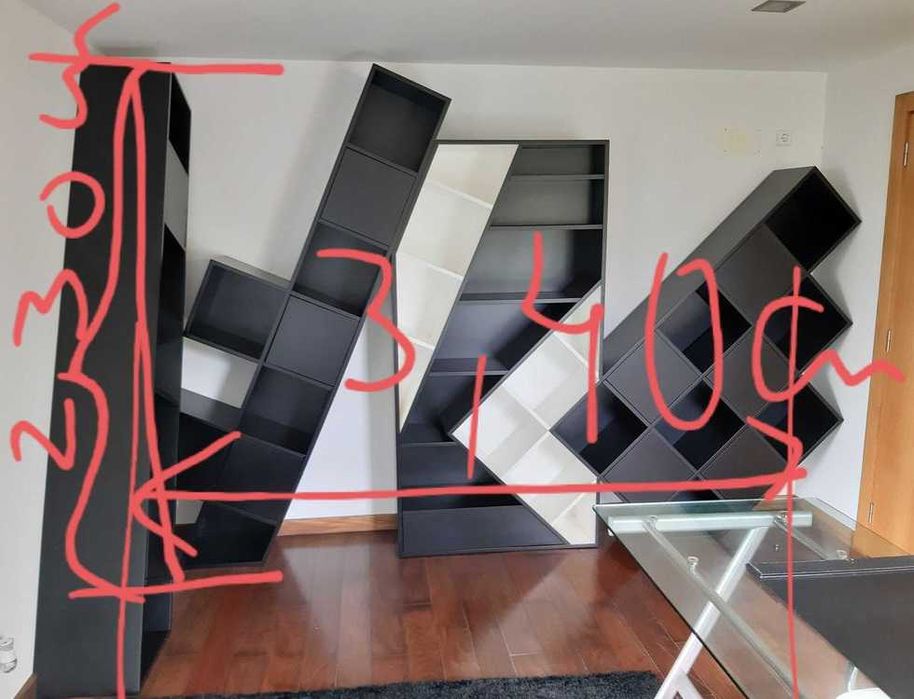 Moveis estante de prateleiras e portas