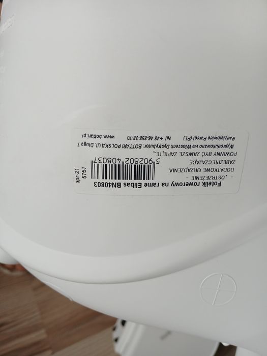 Fotelik rowerowy Elibas biało czarny do 22 kg