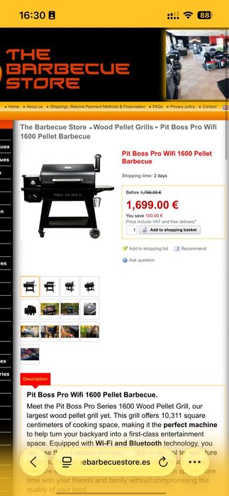 Grelhador pit boss pro wifi 1600 pallet barbacue