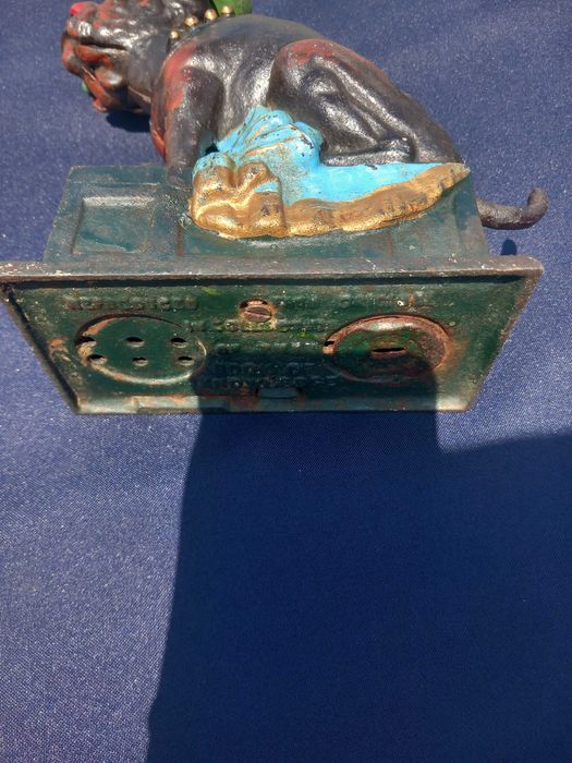 Ole Puffer Bull Dog, banco de moedas de ferro fundido, ano 1875