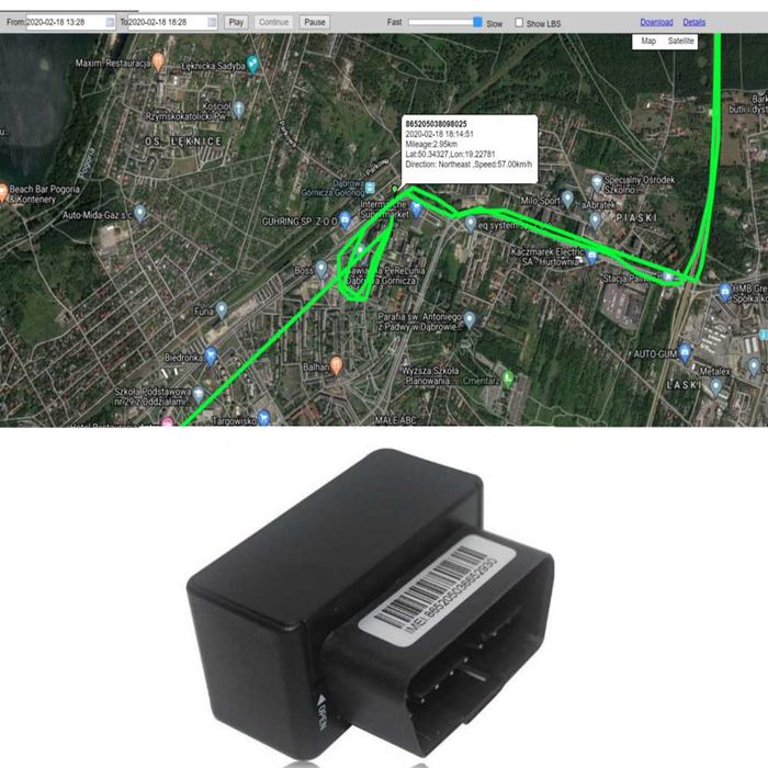 LOKALIZATOR gps obd II serwer PL APP SIM GSM android IOS