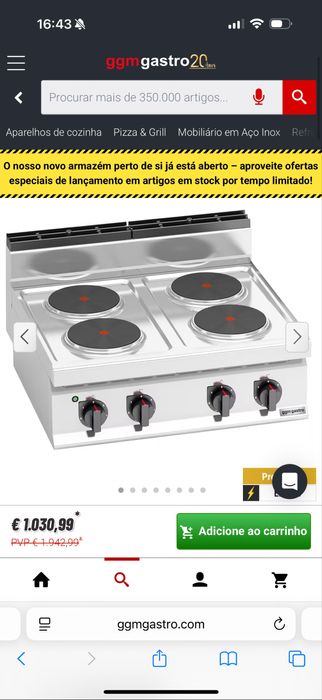 Fogao eletrico para restaurante