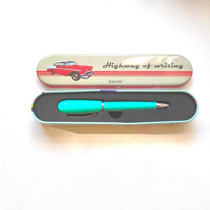 Caneta Online corpo em aço lacado de cor verde água 12 cm