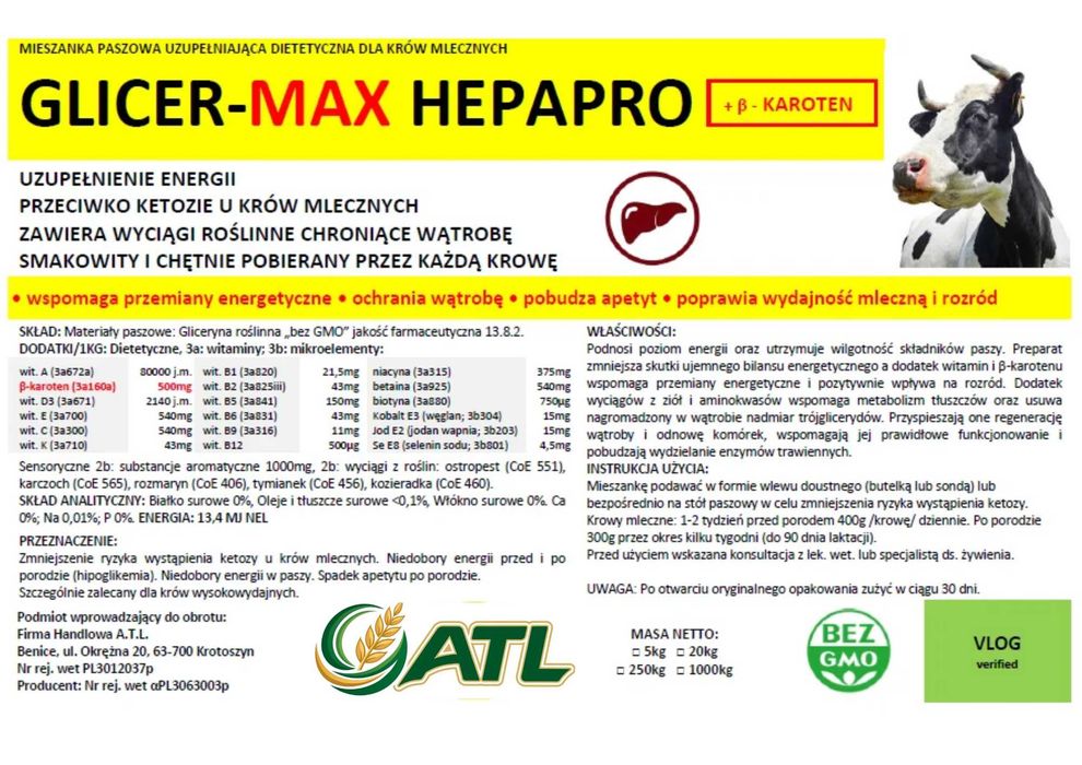 Gliceryna 99 % z beta-karotenem, Glicer-max, ENERGIA / Nowa receptura