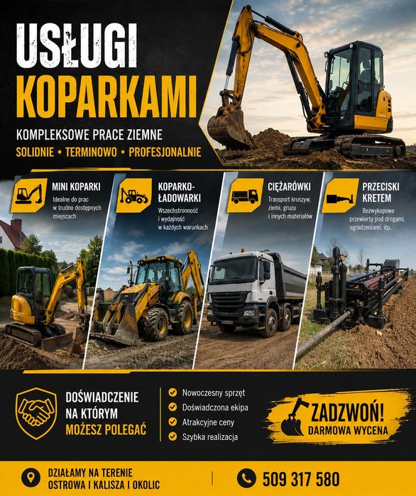 Roboty ziemne / Usługi maszynami budowlanymi