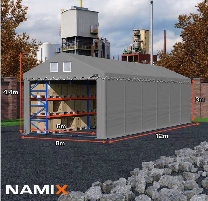 Namiot PRESTIGE 8x12-2,6m przemysłowy magazynowy MOCNY PVC 560g