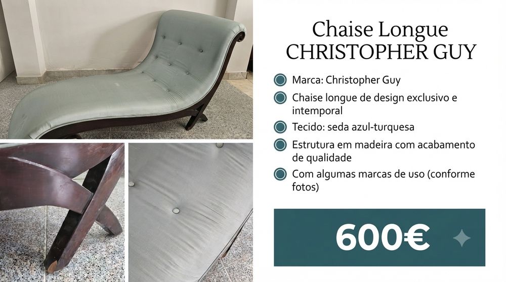 Chaise Longue Christopher Guy - Azul-Turquesa (PVP 7240€)