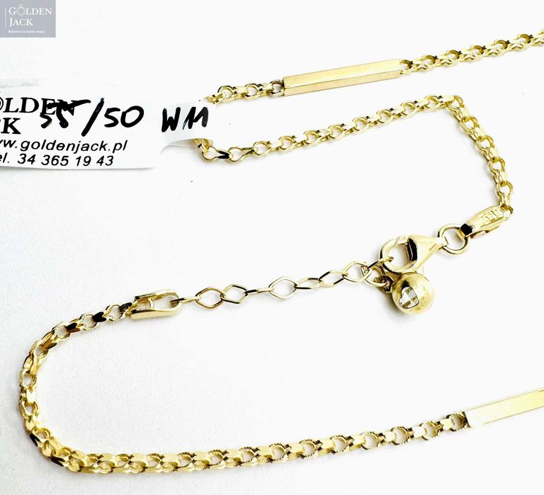 Złoty regulowany łańcuszek ciekawy splot pr. 585 dł. 50-55 cm 5,03 g