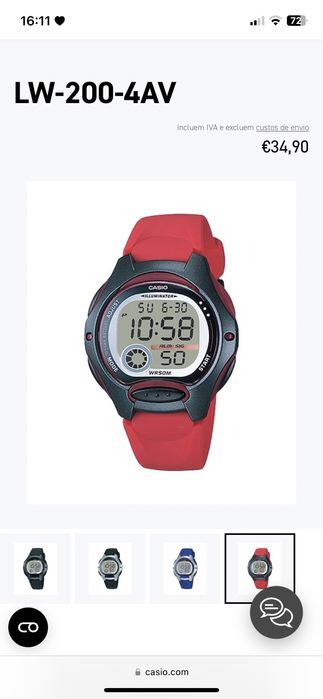 Relógio CASIO LW 200 vermelho