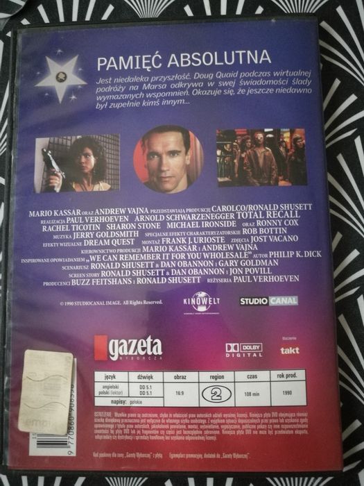 Film DVD Pamięć absolutna Arnold Schwarzenegger Sharon Stone science f