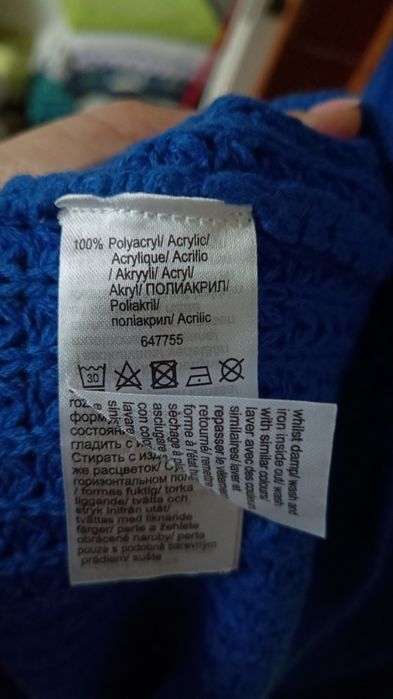 Kobaltowy długi sweter/sukienka r. 48