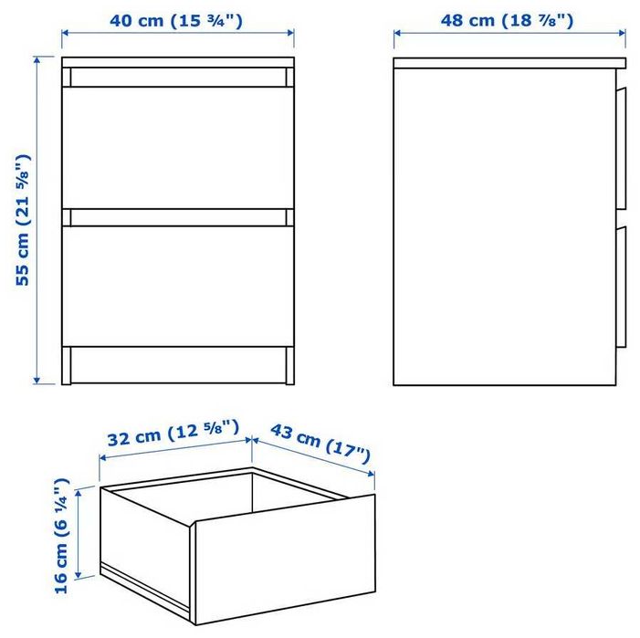 Conjunto de 2 cómodas Ikea Malm