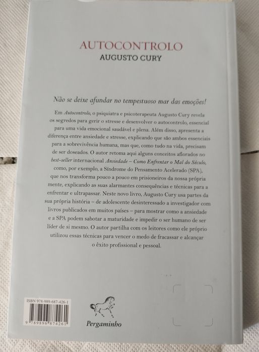 Livro autocontrolo,de Augusto Cury