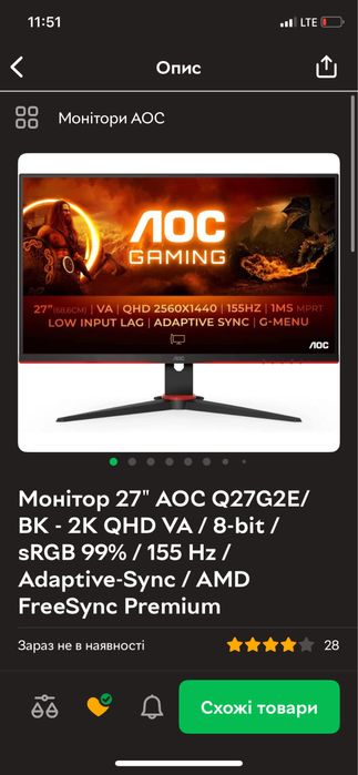 Ігровий монітор 27