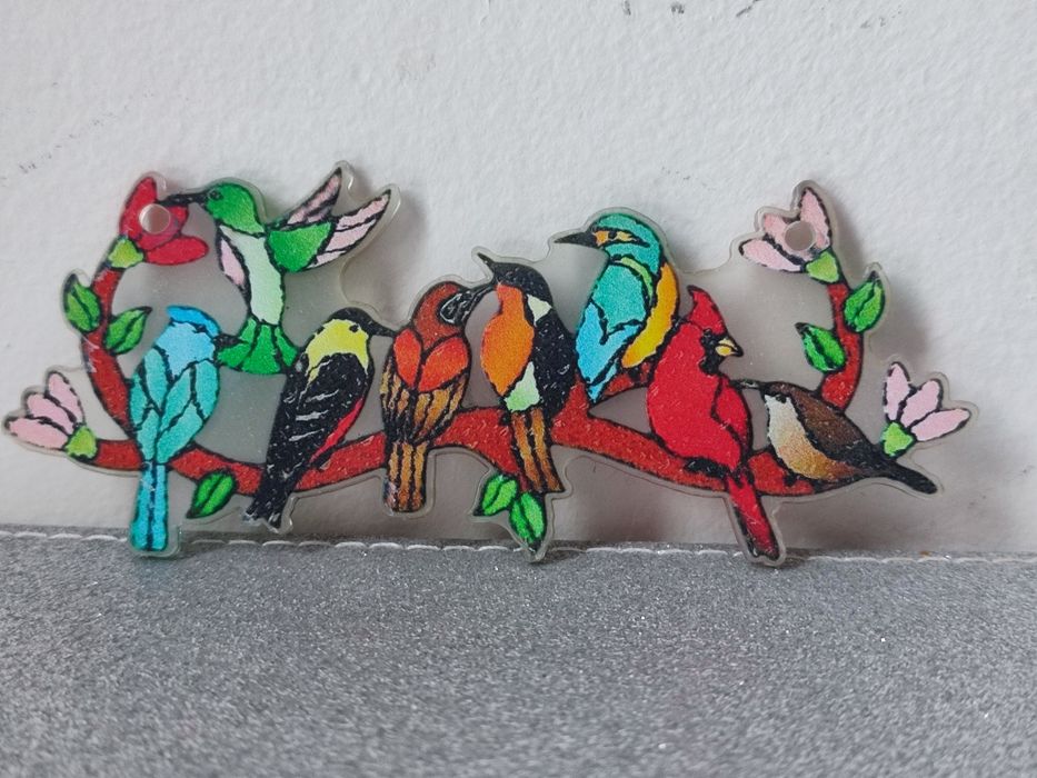 Witraż witrazyk ptaki