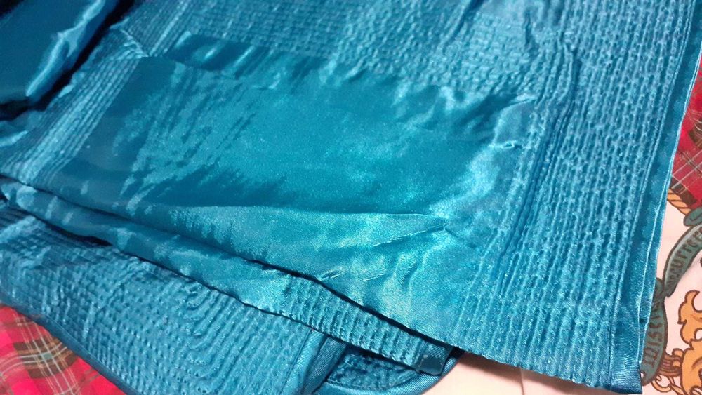 Colcha casal azul estilo cetim manta de cama