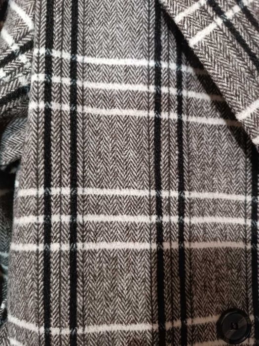 Жіноче пальто беж клітинка, лаванда демісезонне