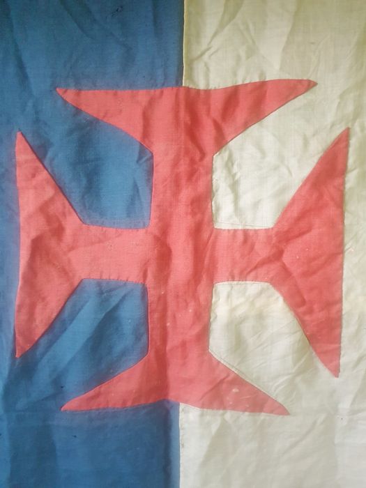 Rara antiga bandeira portuguesa da Cruz da Ordem de Cristo