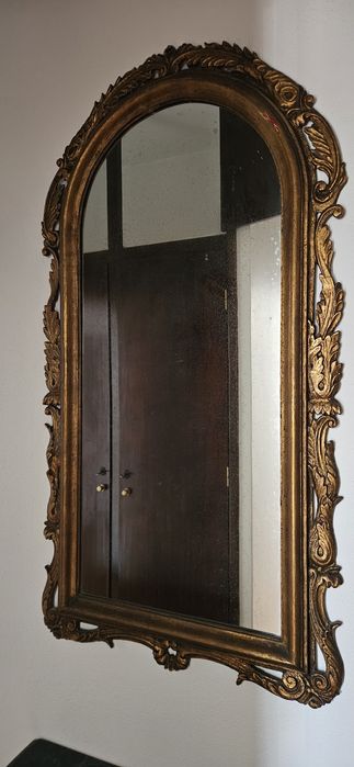 Conjunto de Consola/Credência de Entrada com Espelho e Tampo em Mármore estilo Rococó/Luís XV