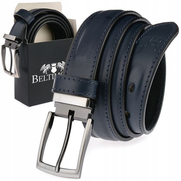 Męski pasek 100 115 cm do spodni skórzany pas ze skóry naturalnej nowy