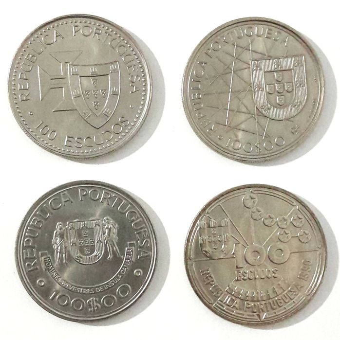 4 Moedas Comemorativas de 100 Escudos - Série Descobrimentos 1989/90