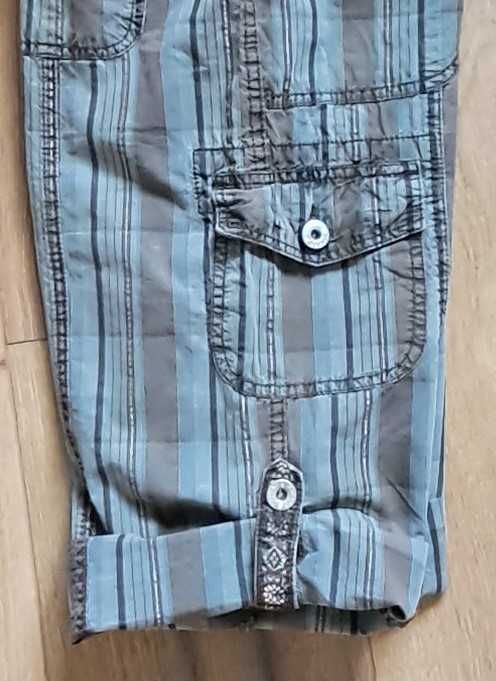 Bermudy szorty cargo luźne kratka S 36 bawełna cotton