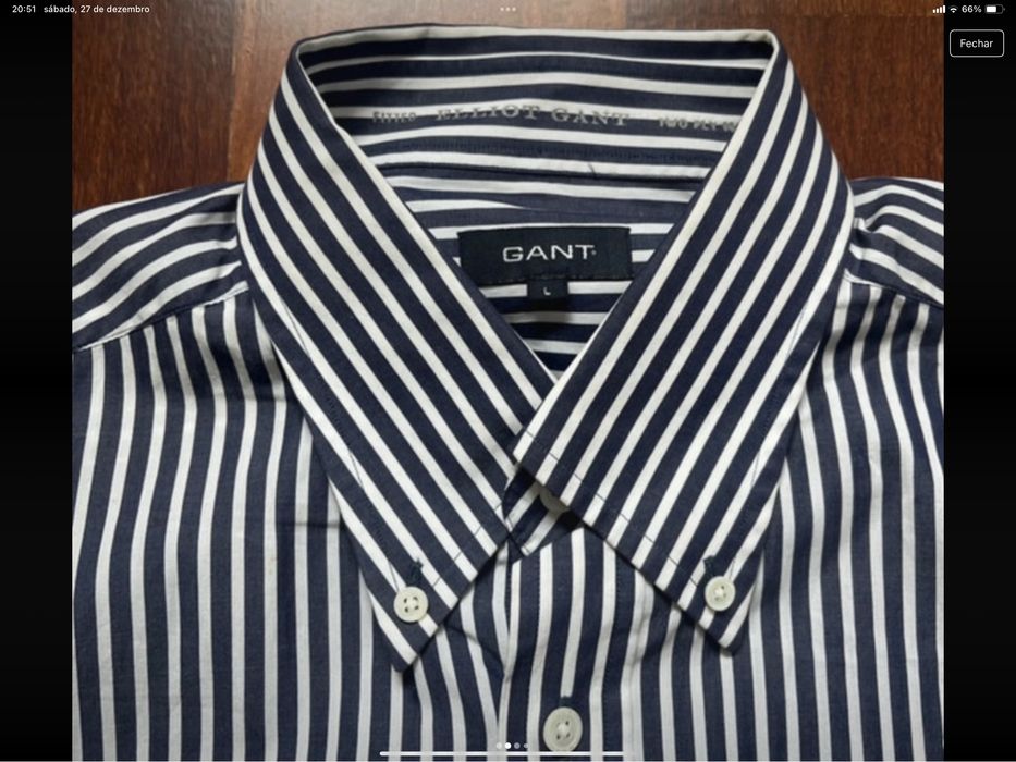 Camisa GANT , como nova , azul riscas