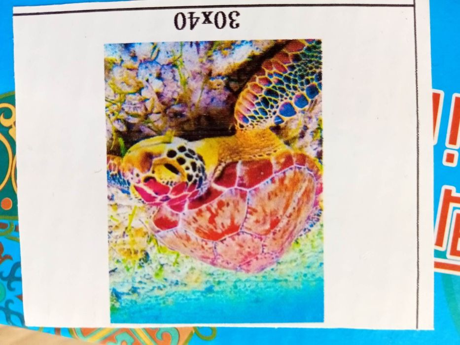 Haft diamentowy żółw kwadraty