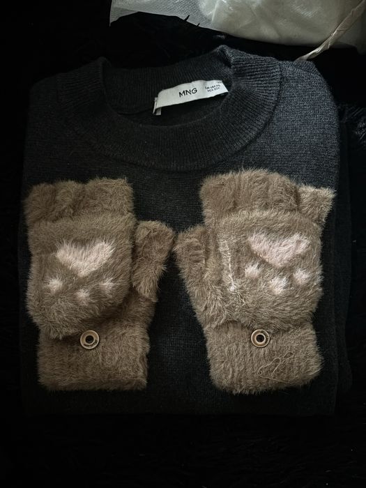 Перчатки мітенки без пальців пухнасті coquette y2k