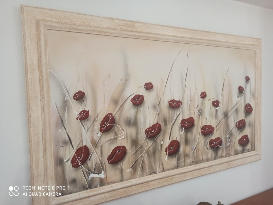 Quadro a óleo papoilas