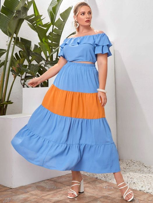 Komplet letni boho top + spódnica maxi XXL 44