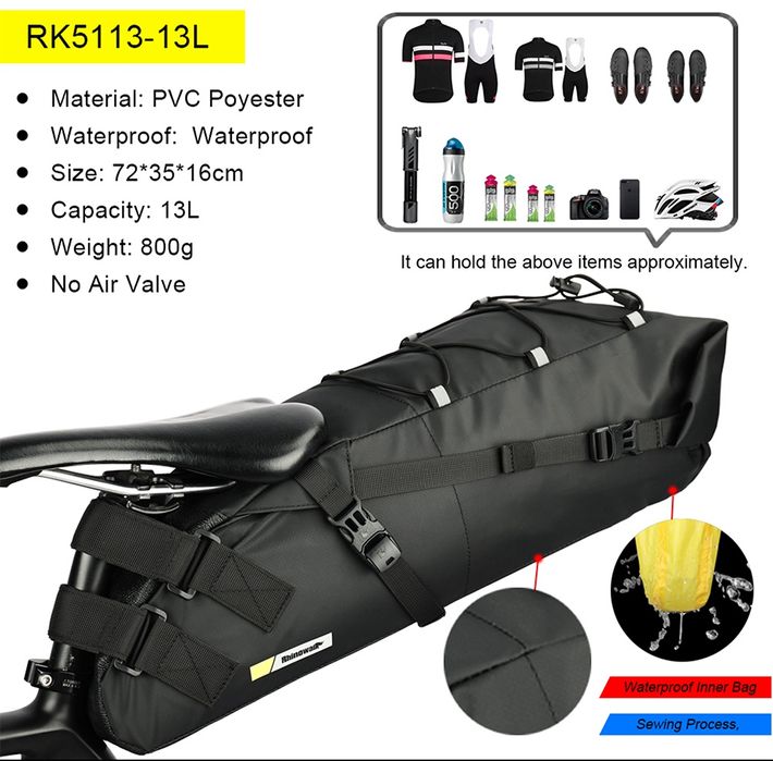 Bolsa selim bicicleta Rinhowalk 13L com estabilizador