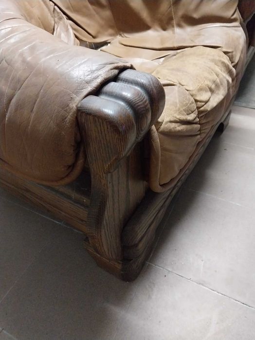 Sofàs em pele natural madeira maciça