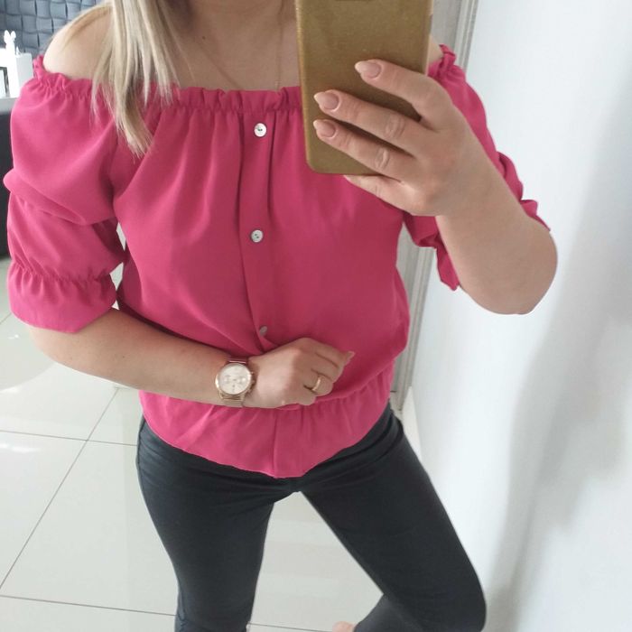 bluzka hiszpanka ciemny róż Nowa