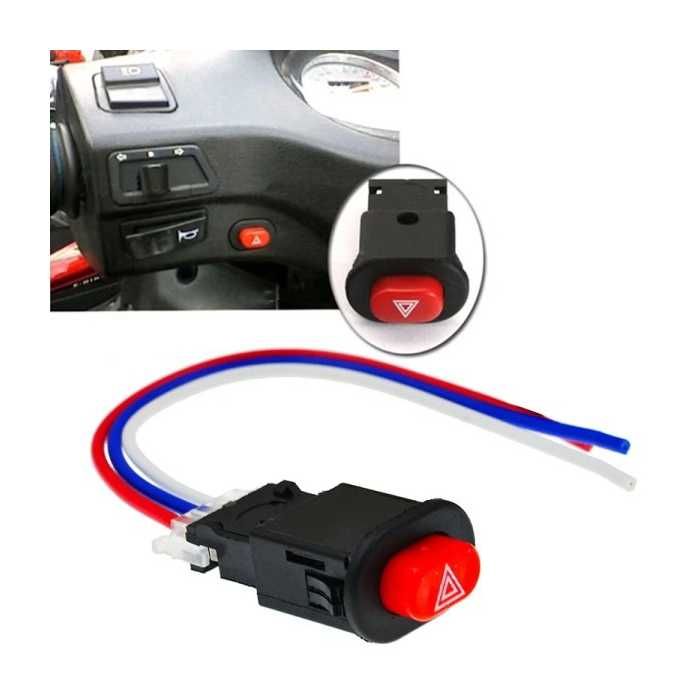 Interruptor 4 Piscas Universal Encastrar - Luz de Emergência para Moto