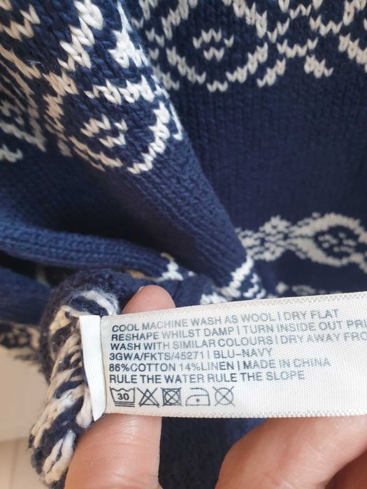 Granatowy sweter lniany bawełniany norweski 40 42 FatFace