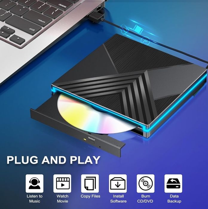 Zewnętrzny napęd CD DVD USB 3.0 Typ-C DVD  przenośny nagrywarka