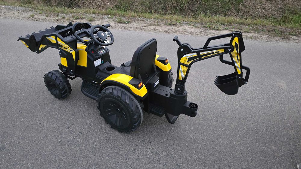 Duży TRAKTOR KOPARKA SX2068 24V 400W z przyczepą dla dzieci