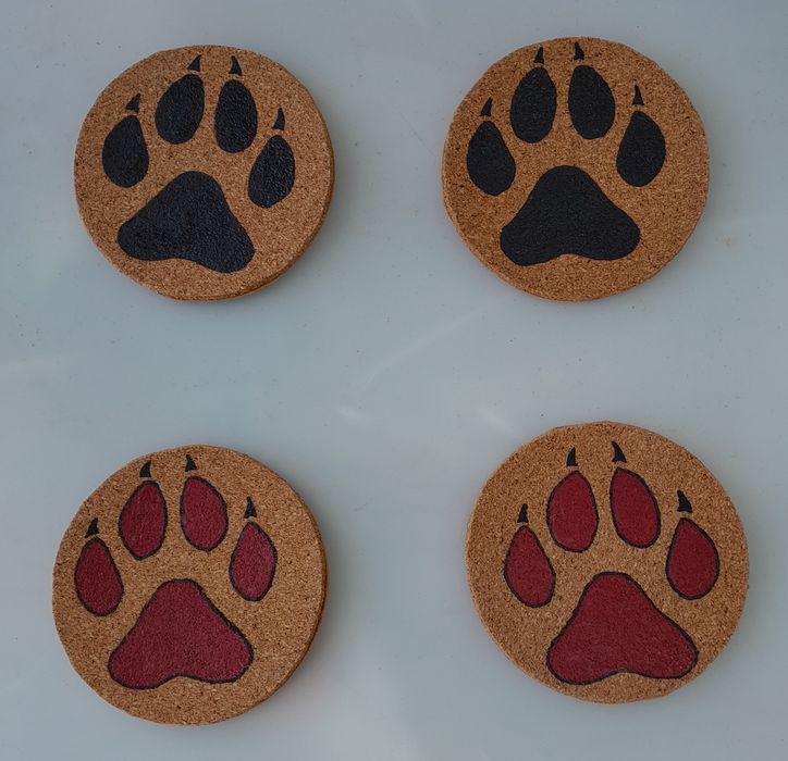 Conjunto de 7 bases artesanais para copos em cortiça