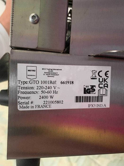 Torradeira Industrial Metro Professional GTO 1001 (2400W) – Como Nova!