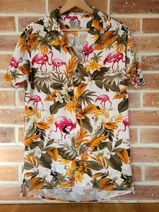 Koszula męska damska QB24 M L kolorowa kwiaty liście lato nowa