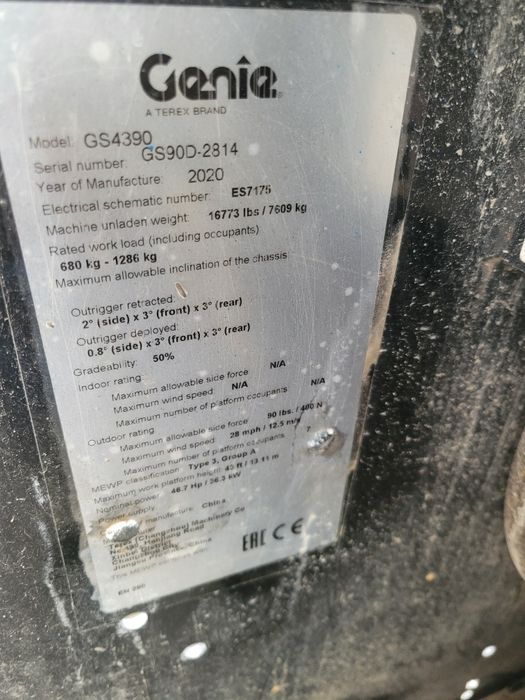 Genie gs 4390 4x4x4 2020r diesel podest nożycowy
