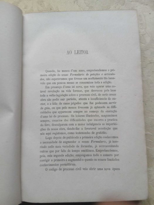 Formulário das Petições e Mais Articulados do Processo Ordinário 1878