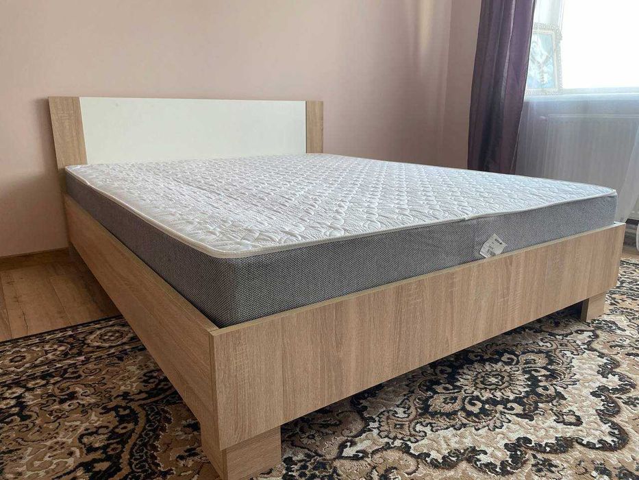 Сучасне ліжко двоспальне + ламелі + матрац зима/літо
