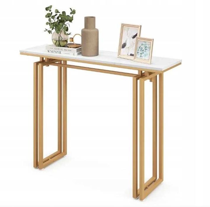 Konsola do przedpokoju Stolik boczny z imitacją marmuru złoty Glamour