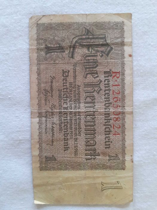 Banknot 1 marka z 1937r, seria R