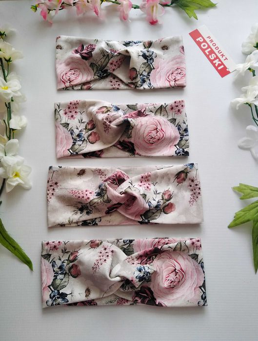 Szeroka opaska przeplatana na głowę - hand made - różne wzory