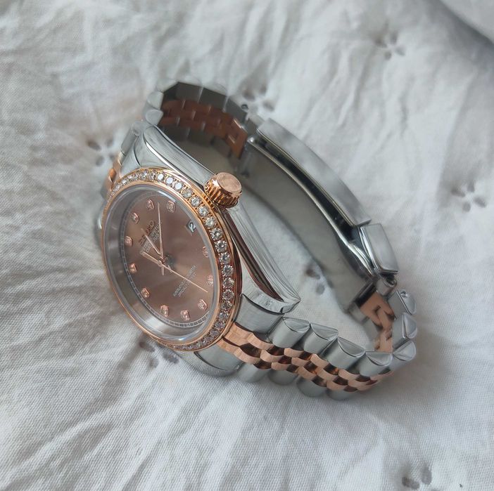 Relógio Automático Seiko Mod Datejust Rose Gold Diamond Chocolate