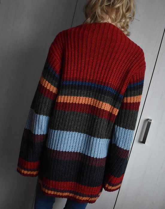 Sweter wełniany 42 XL XXL kardigan zasuwany wełna alpaka ciepły zimowy