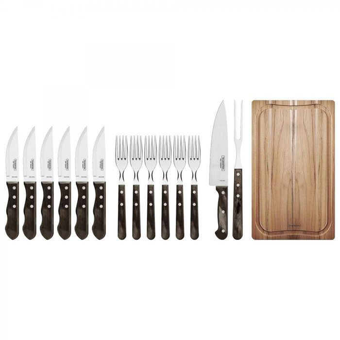 BRASIL - TRAMONTINA - Maleta 15 Peças Polywood Castanho – Kit Churrasco BBQ com 15 Pcs. (frete grátis para Portugal Continental)
